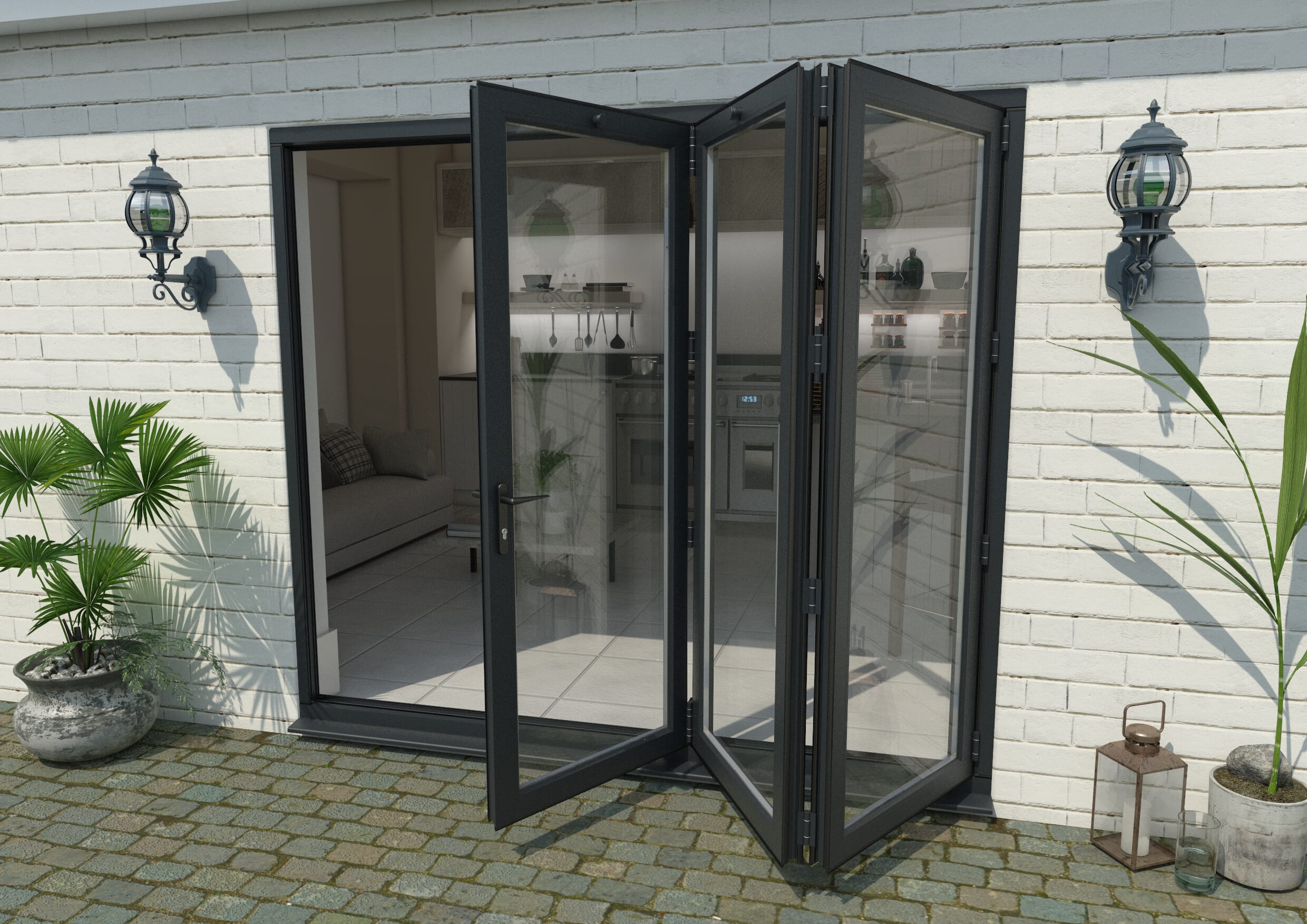 Part Q 2400mm Grey Aluminium Bifold Doors 3 Right Bifold Doors At