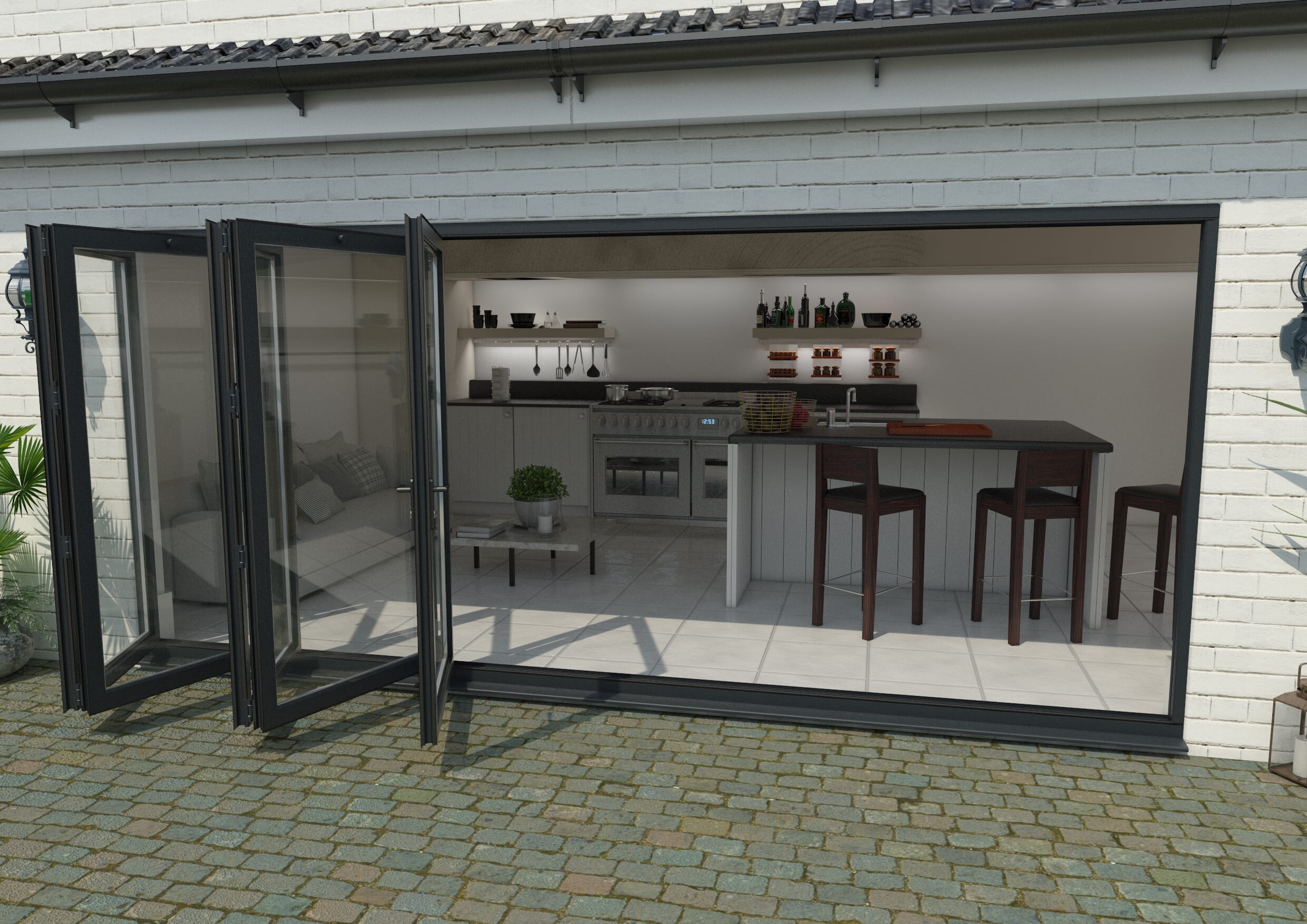 Mm Grey Aluminium Bifold Doors Left Bifold Doors At Climadoor