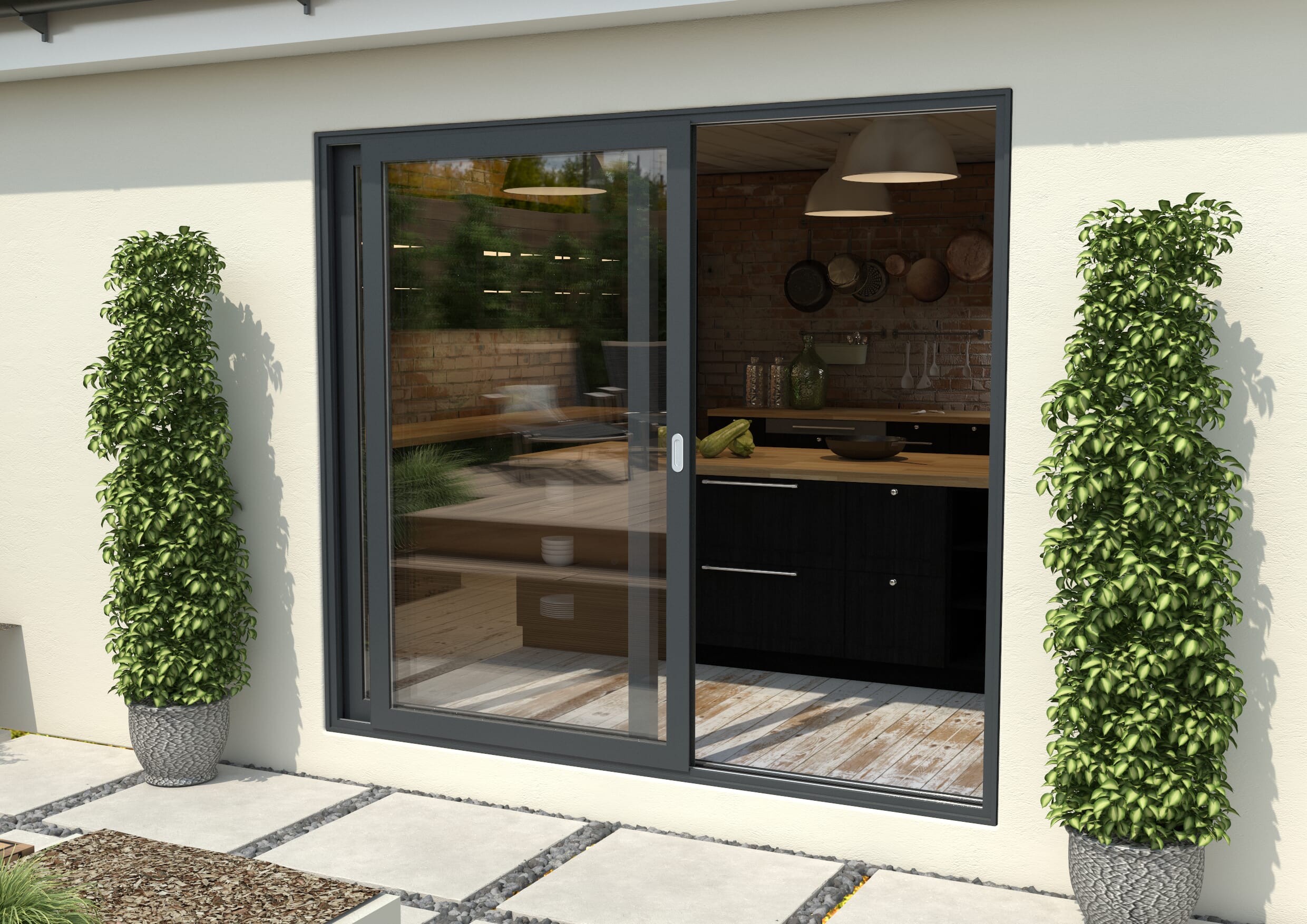 Part Q Mm Anthracite Grey Aluminium Sliding Doors Rh Sliding Lh