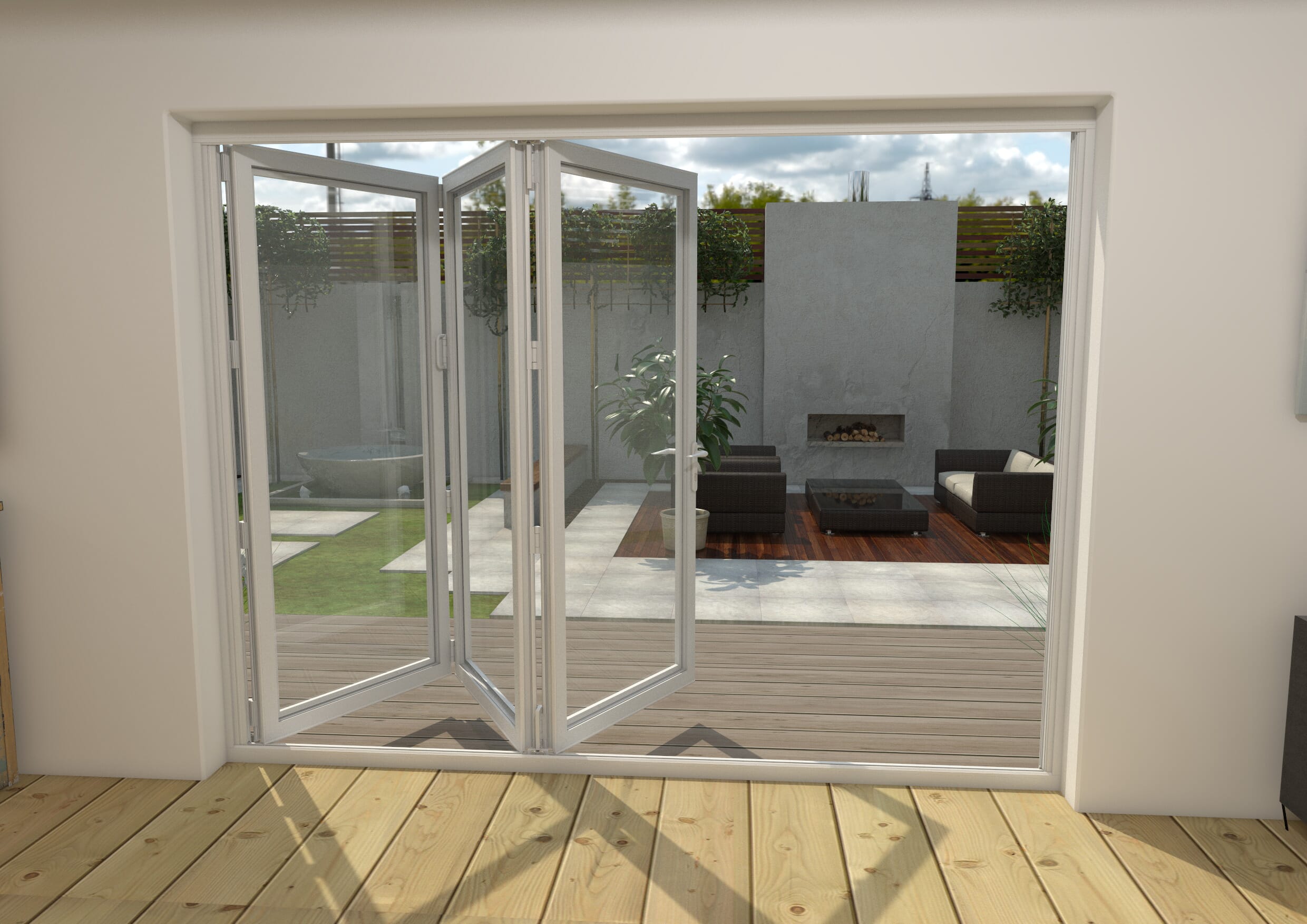 Part Q 2700mm White Aluminium Bifold Doors 3 Right Bifold Doors At