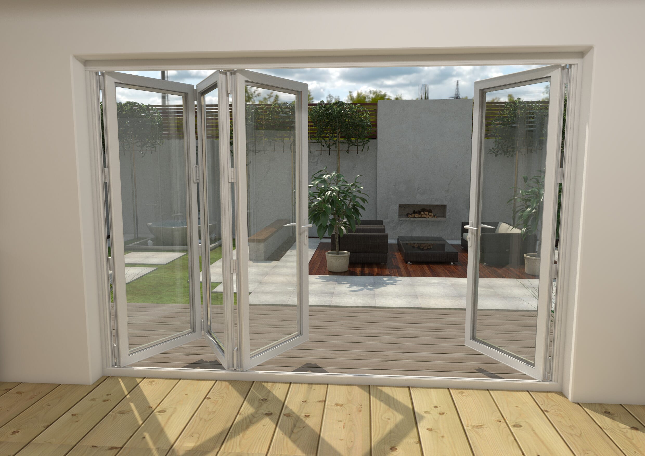 Part Q 3000mm White Aluminium Bifold Doors 1 Left 3 Right Bifold