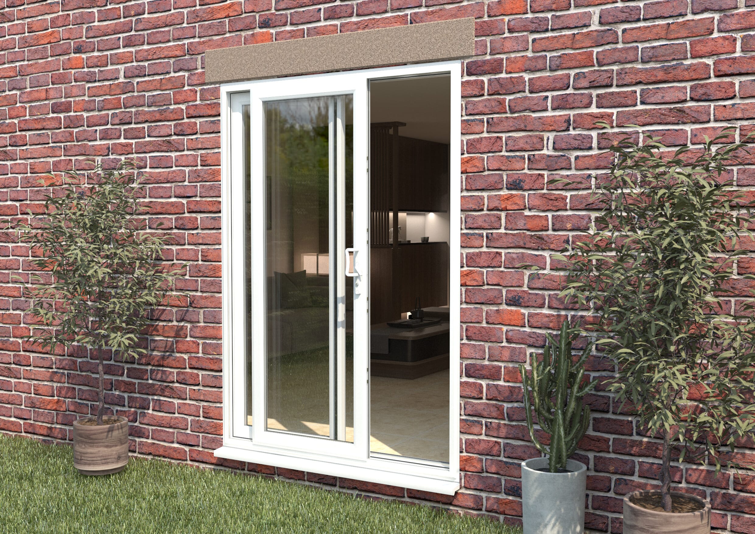 Mm Upvc White Sliding Doors Rh Sliding Lh Fixed Bifold Doors At