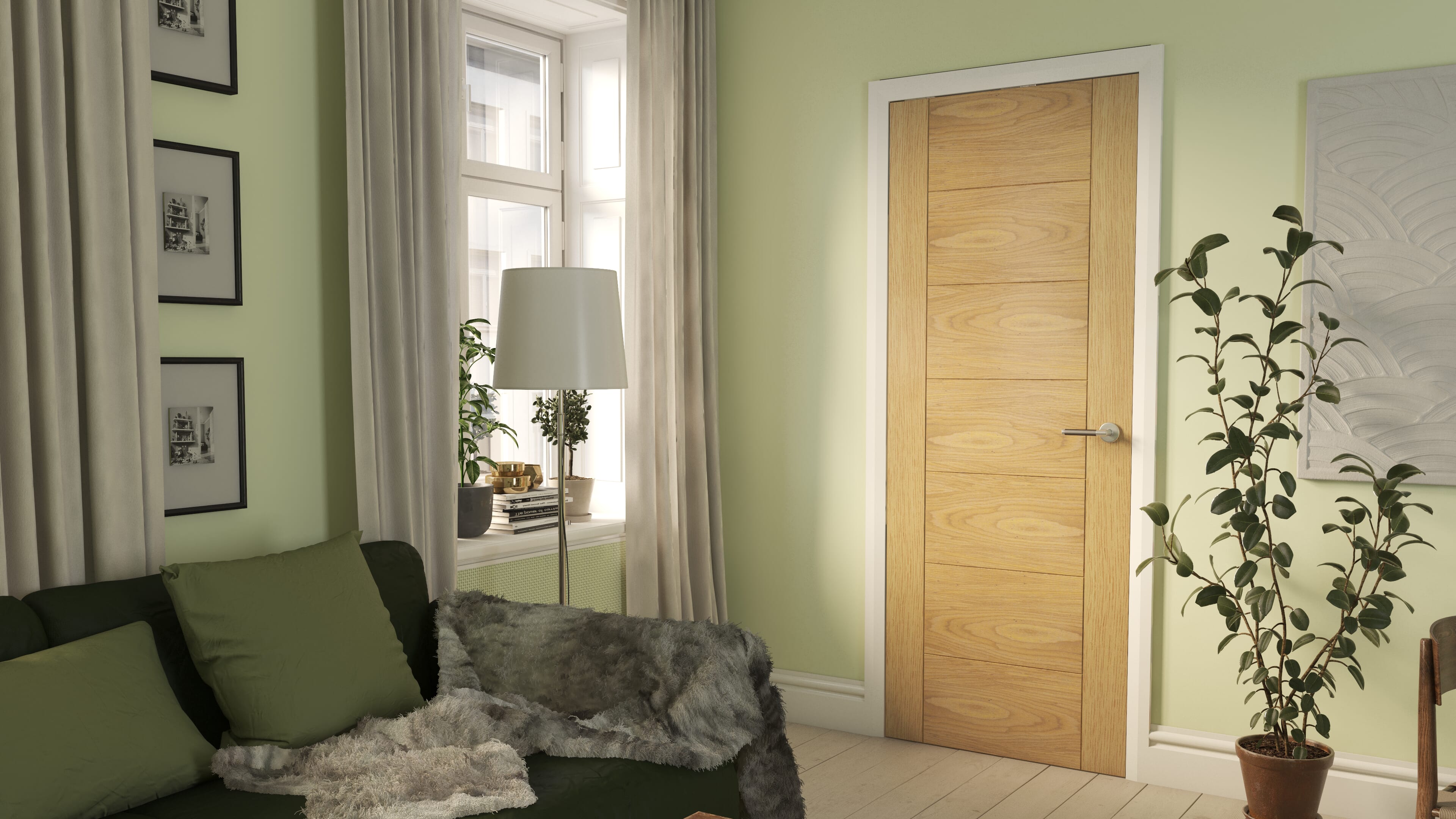 X X Mm Modern Panel Oak Prefinished Fd Fire Door