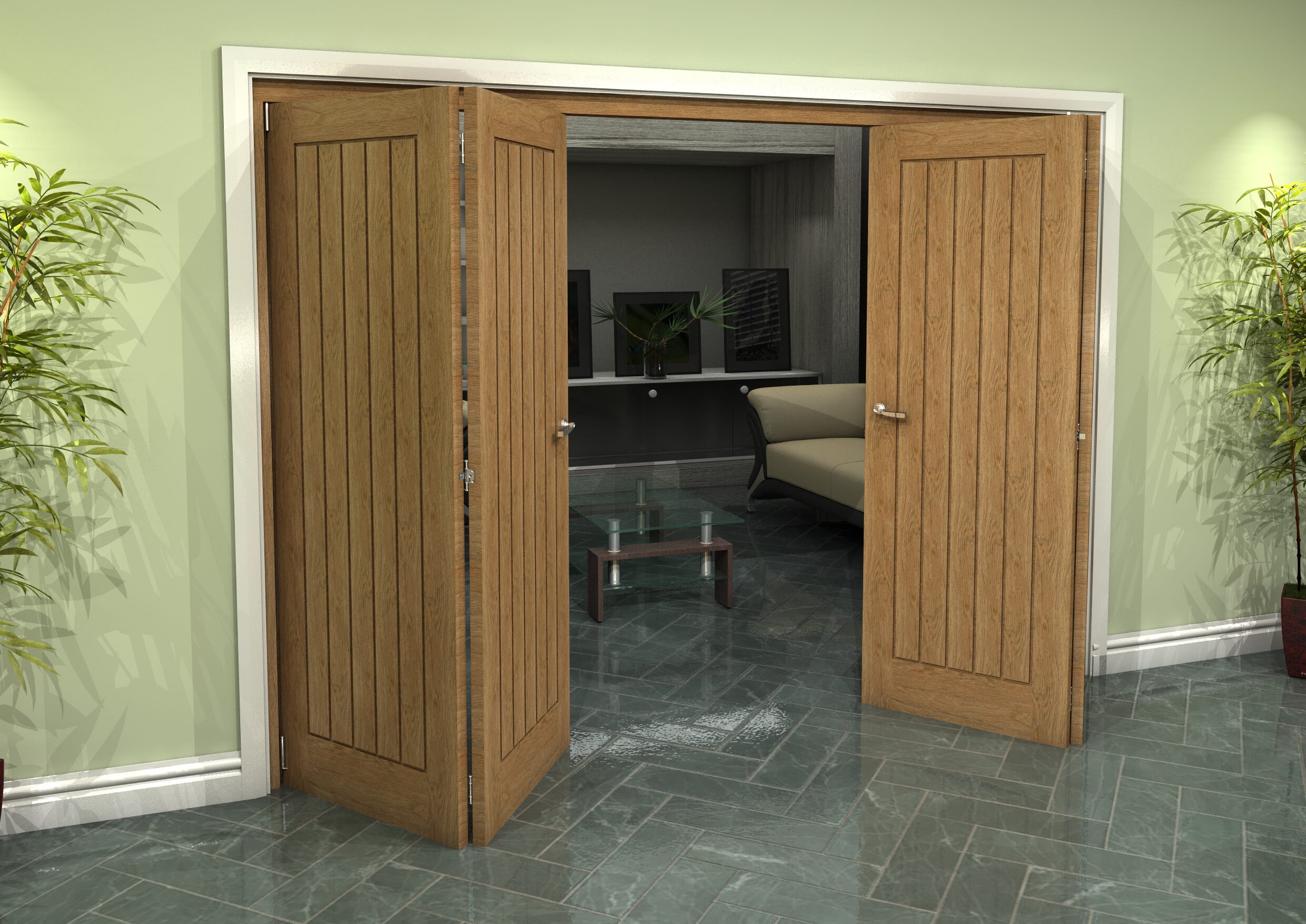 Prefinished Mexicano Oak 4 Door Roomfold Grande 2 2 X 711mm Doors