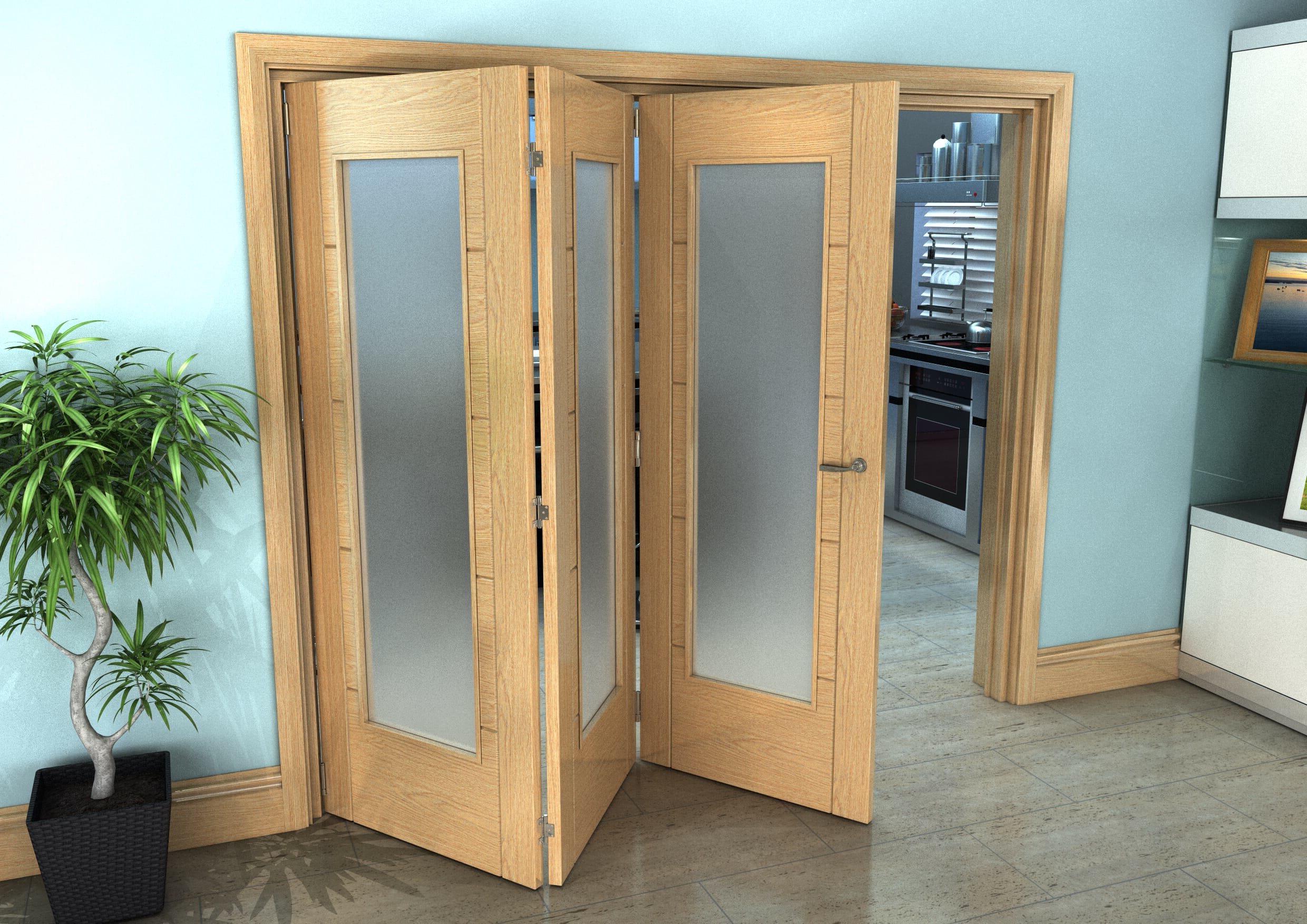 Iseo Oak Pattern Frosted Door Roomfold Grande X Mm Doors