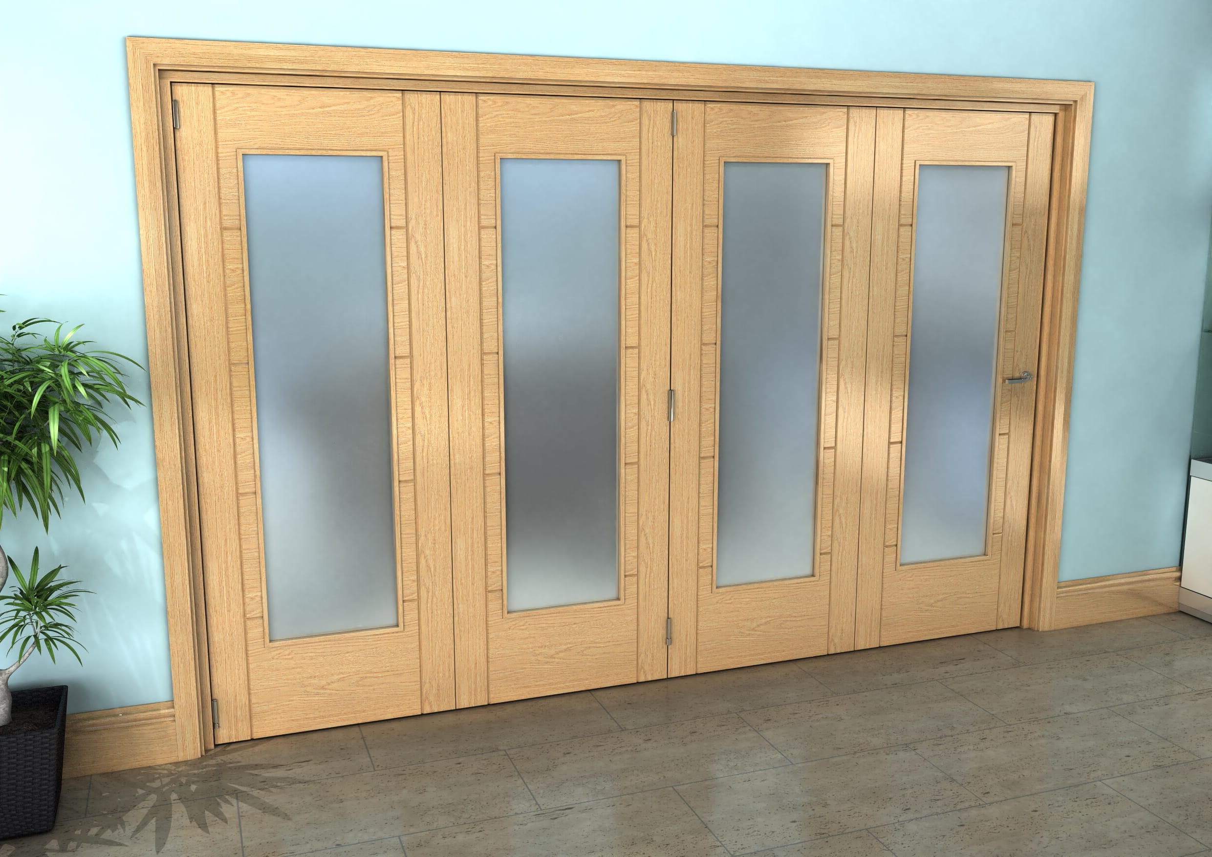 3129x2060x133mm Iseo Oak P10 Frosted Roomfold Grande 4 0 At Climadoor