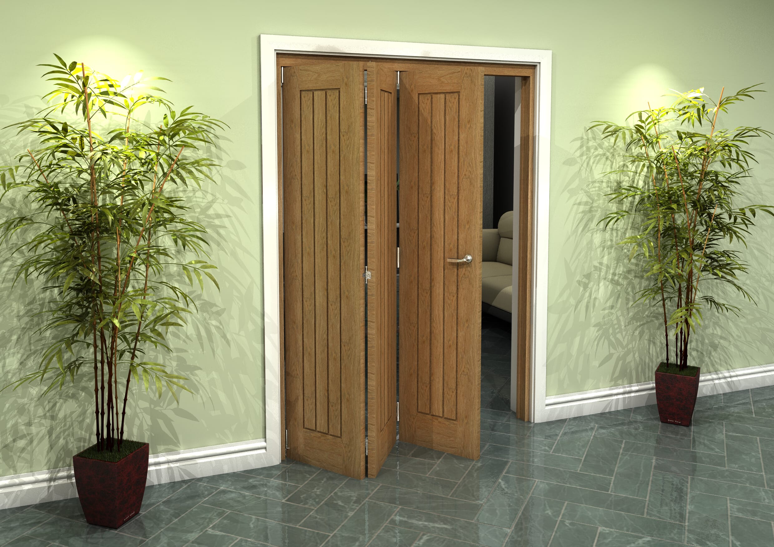 Prefinished Mexicano Oak 3 Door Roomfold Grande 3 0 X 457mm Doors