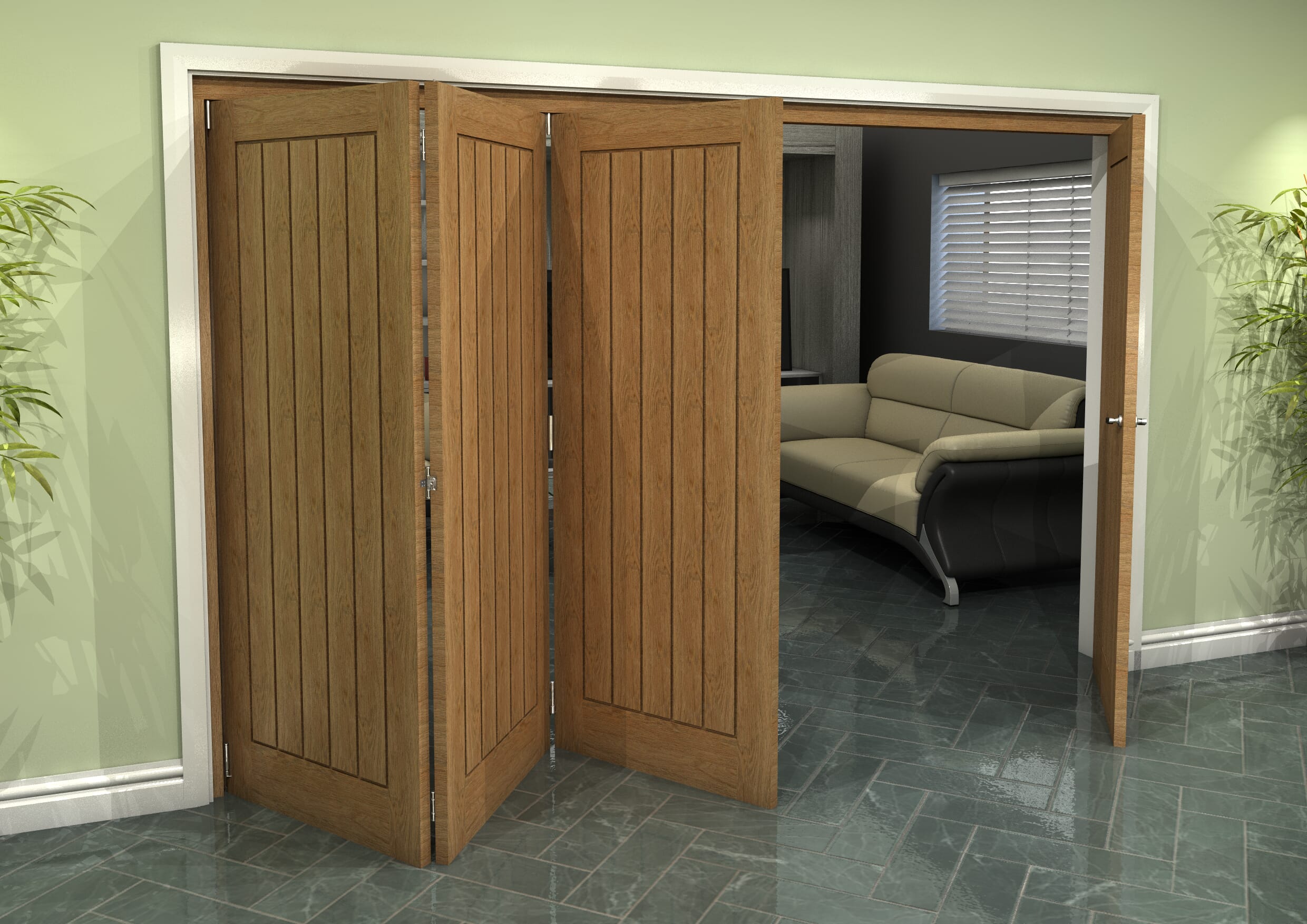 Prefinished Mexicano Oak 4 Door Roomfold Grande 3 1 X 762mm Doors