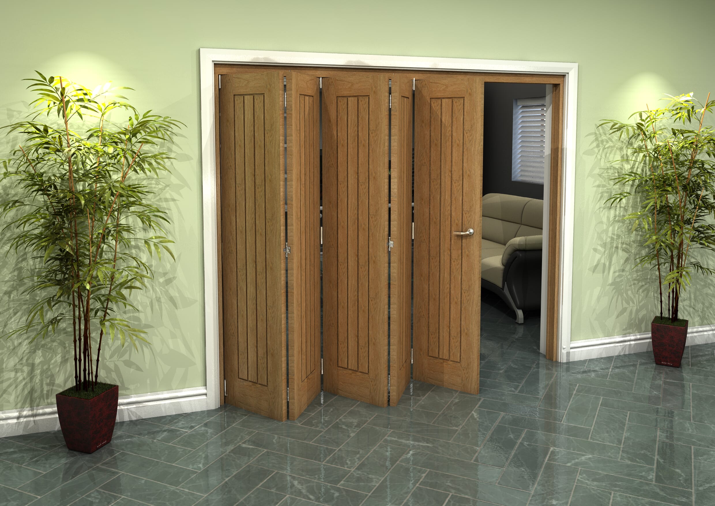 Prefinished Mexicano Oak 5 Door Roomfold Grande 5 0 X 457mm Doors