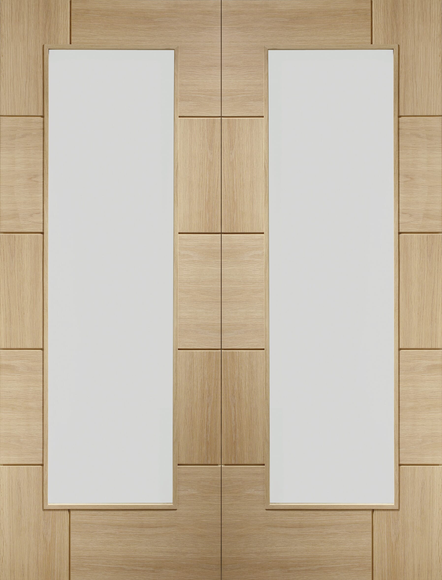 Ravenna Oak Rebated Pair Clear Glass Internal Doors At Vivid Doors