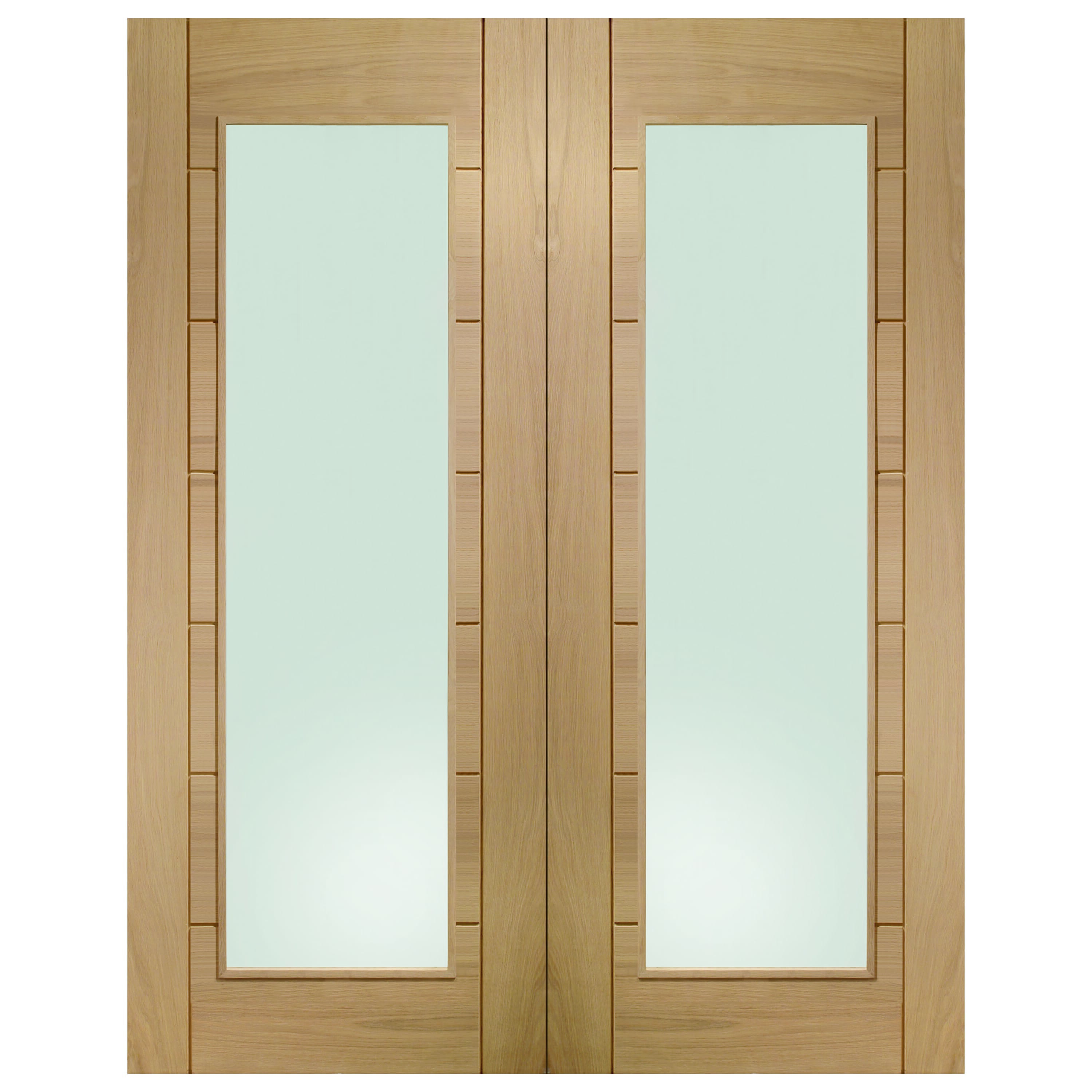 Palermo Unfinished Oak Rebated Internal French Doors With Clear Glass