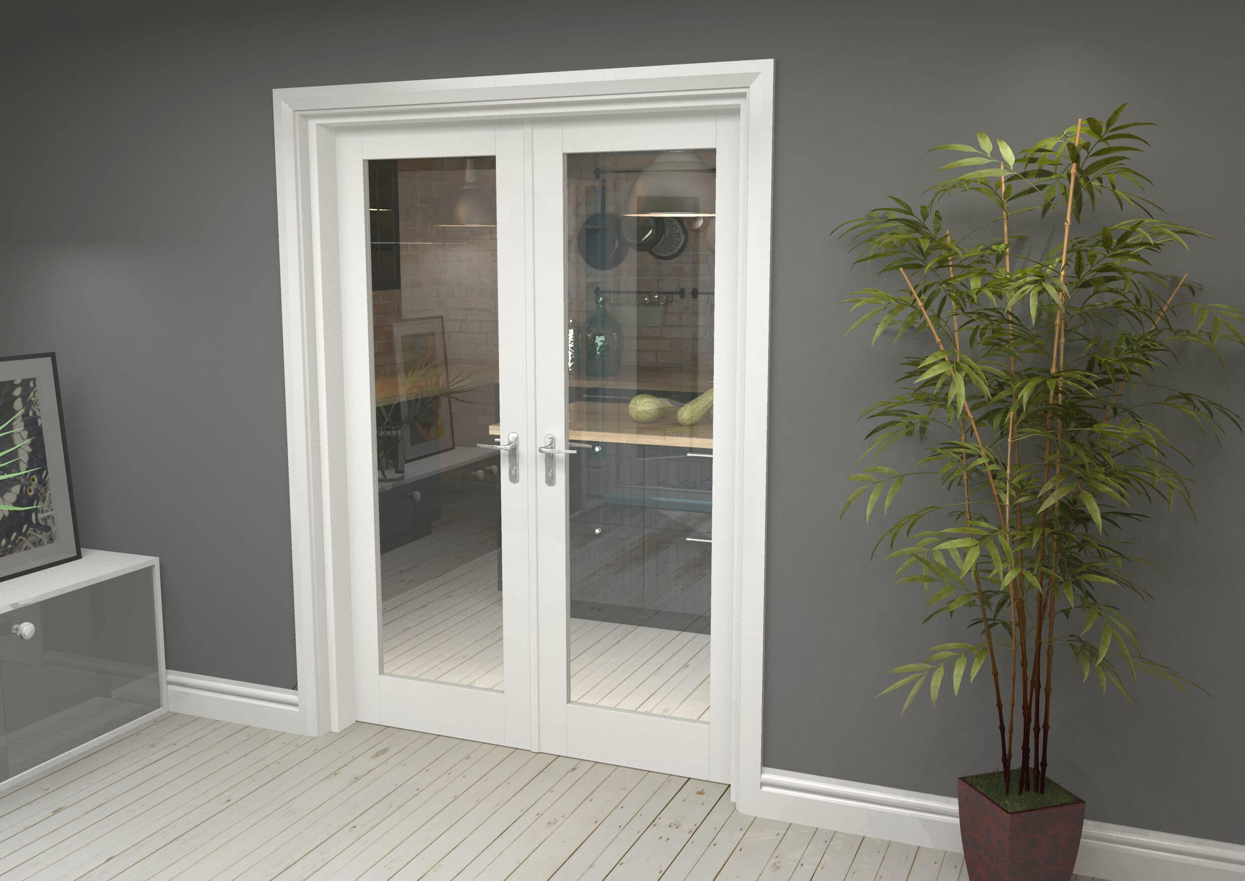 White P French Door Set Mm W X Mm H French Doors At Climadoor