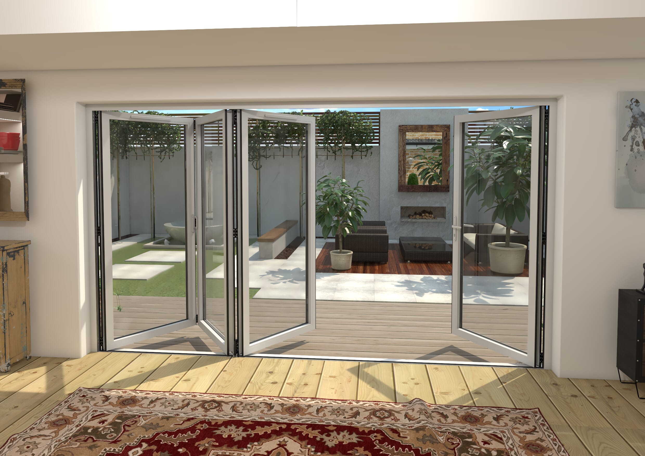 3600mm White Aluminium Bifold Doors 1 Left 3 Right At Vivid Doors