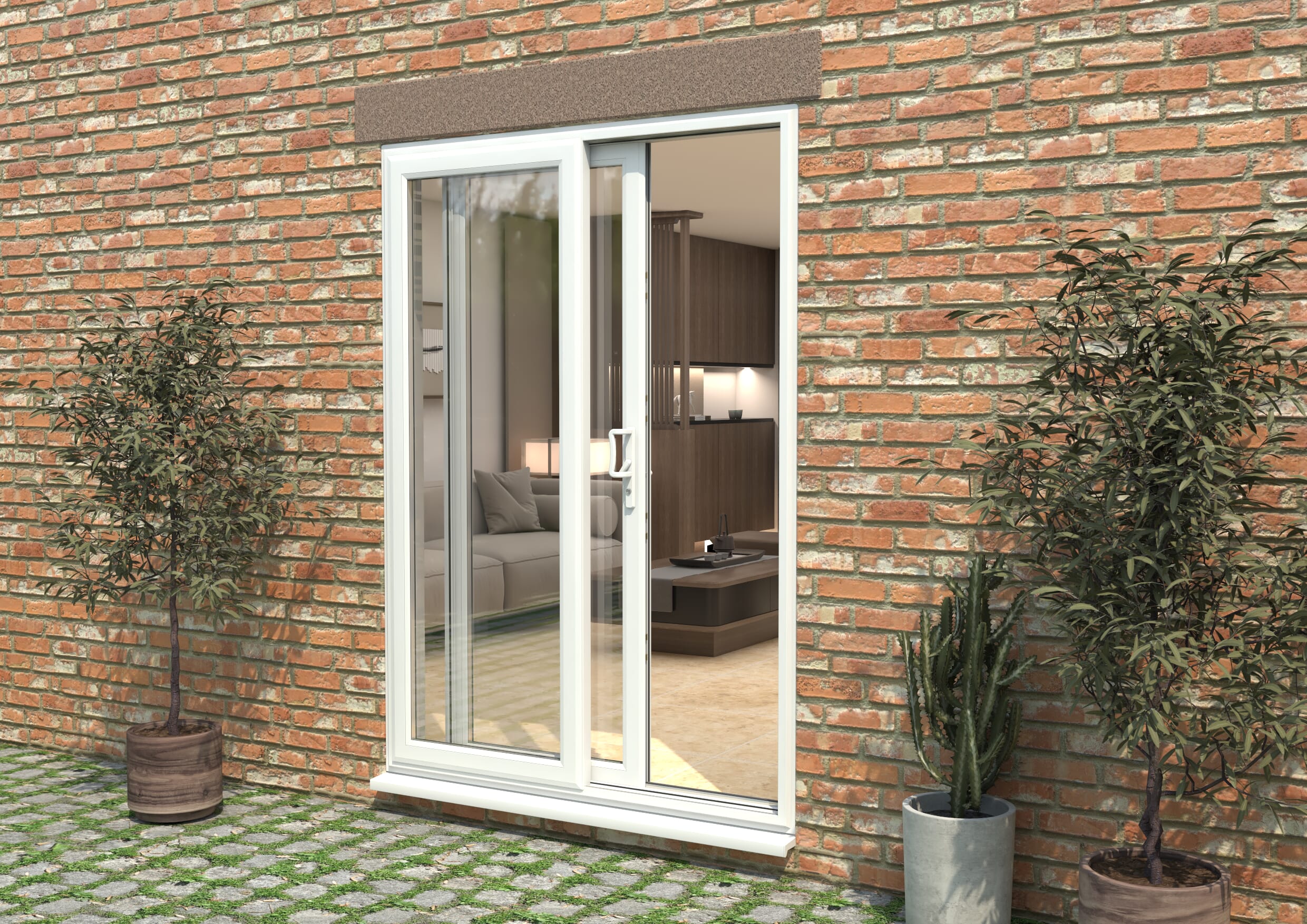 Part Q Mm Upvc White Sliding Doors Rh Sliding Lh Fixed Bifold