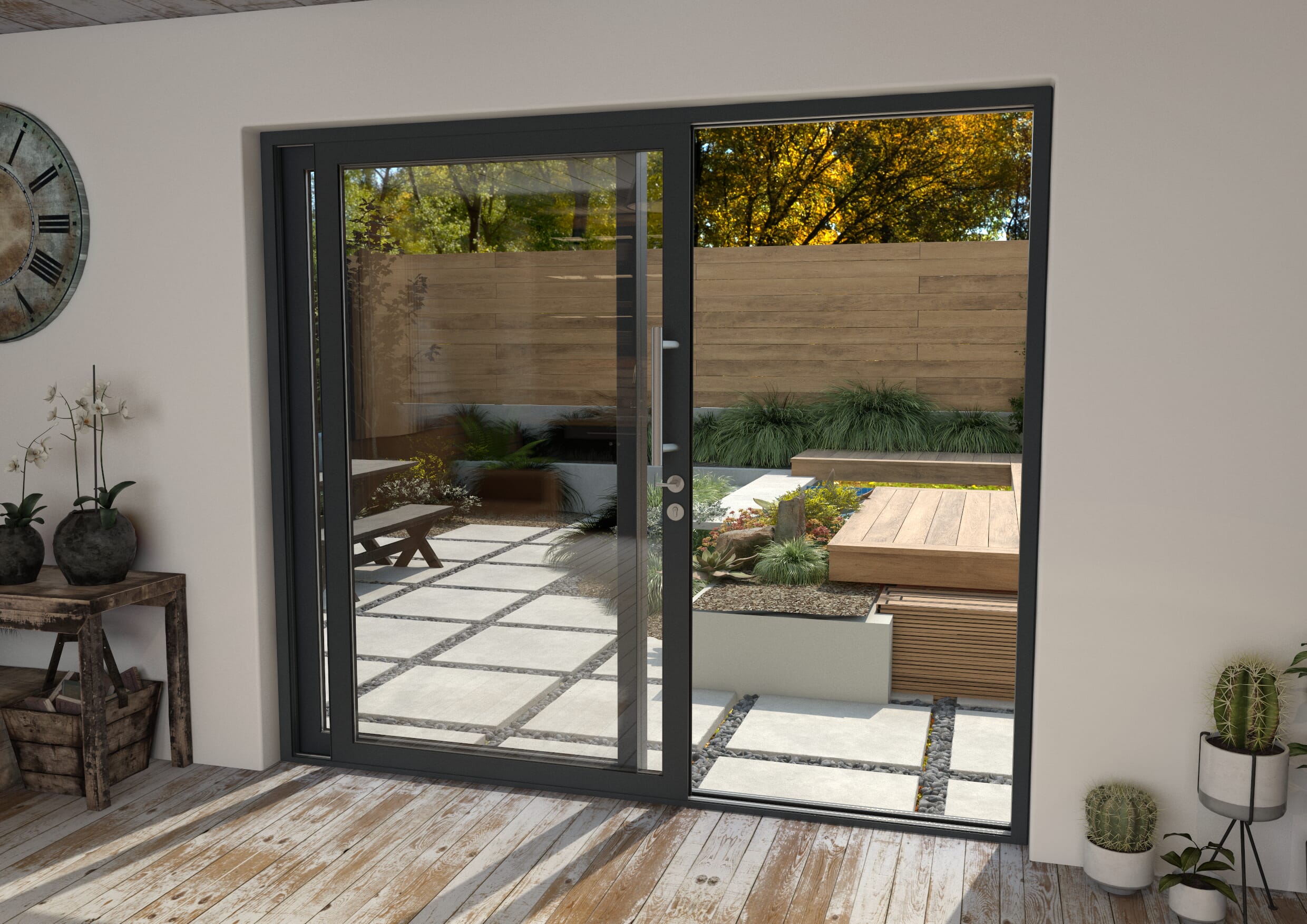 Part Q Mm Anthracite Grey Aluminium Sliding Doors Lh Sliding Rh