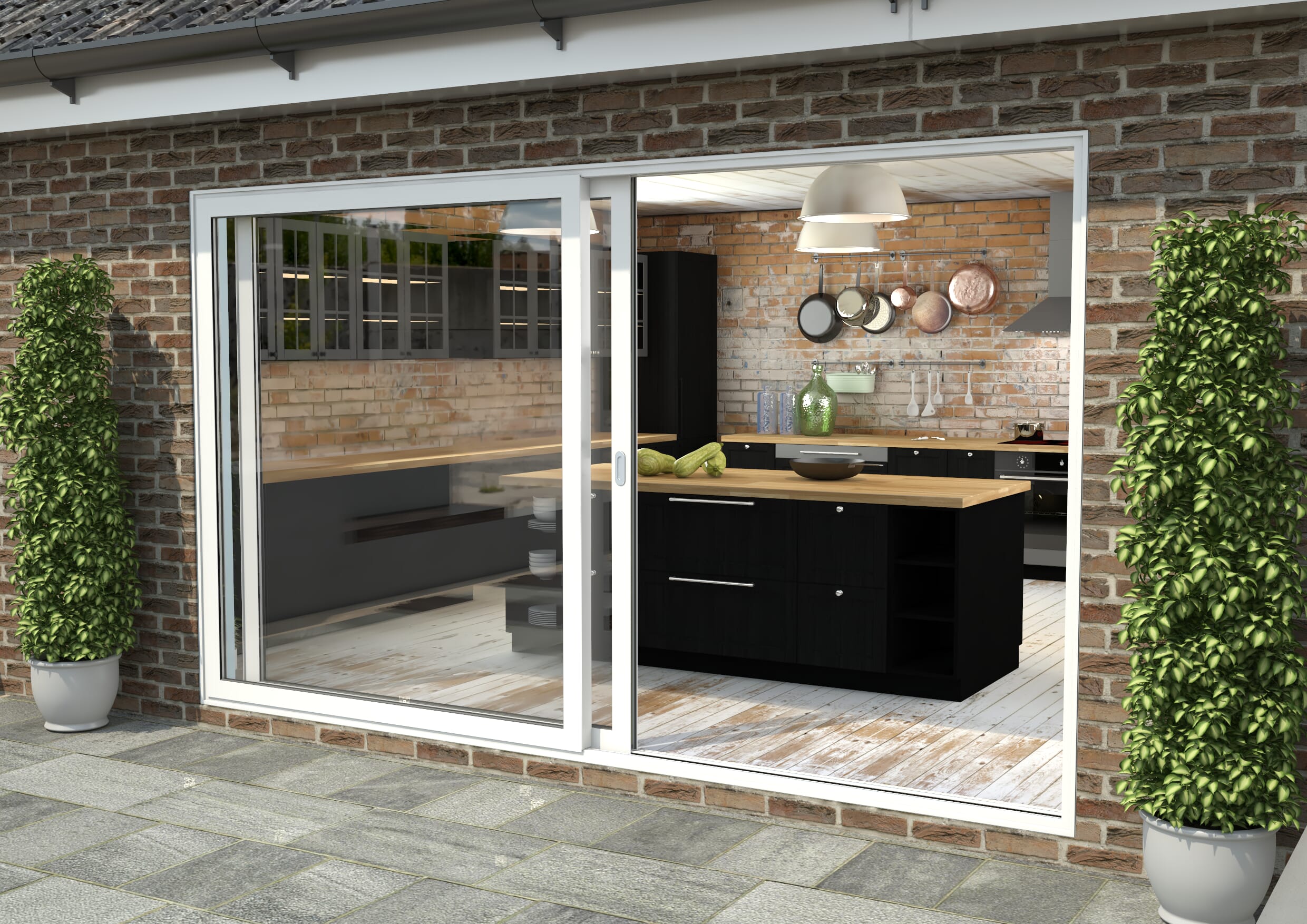 Part Q 3600mm White Aluminium Sliding Doors Rh Sliding Lh Fixed