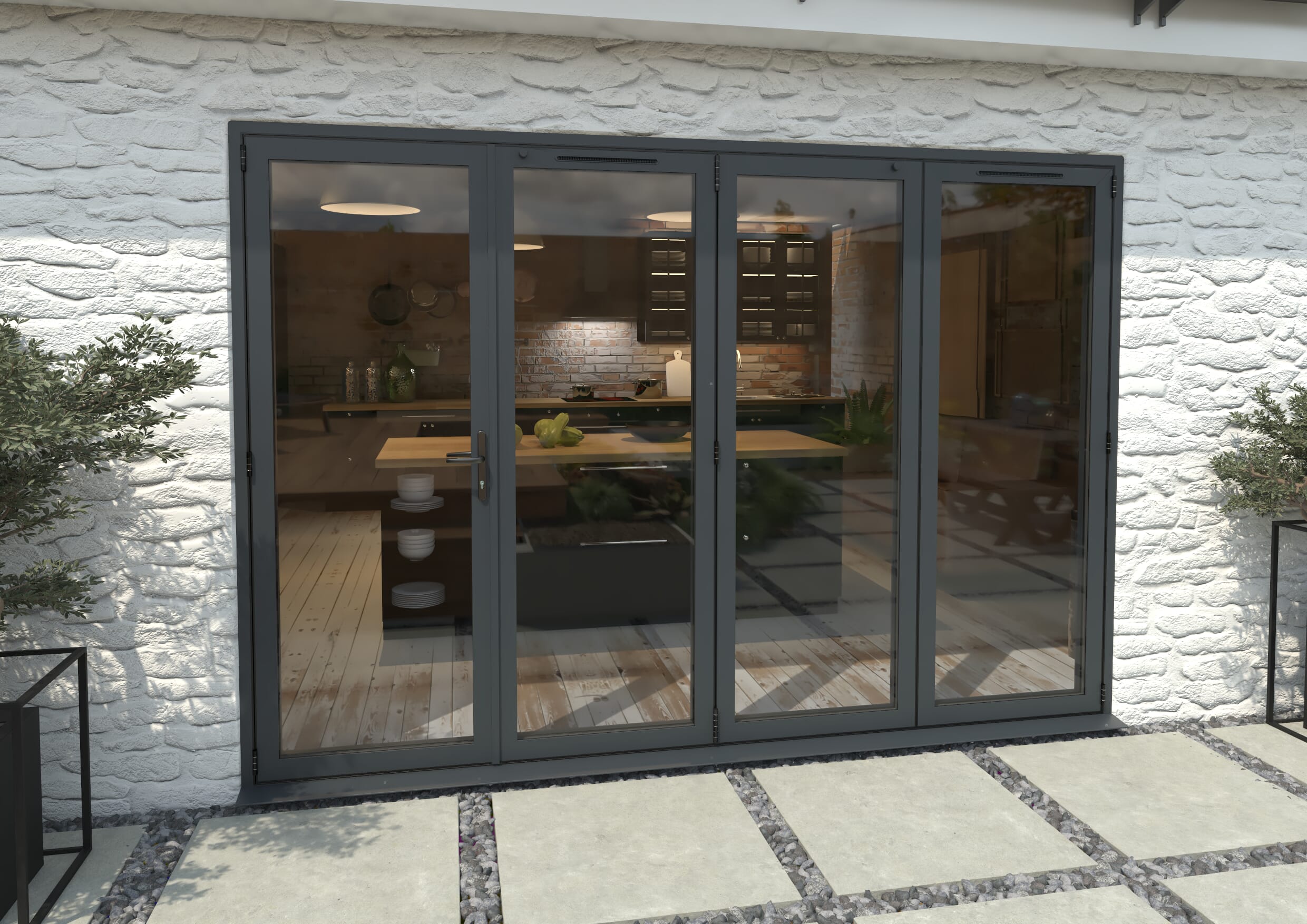 Mm Grey Aluminium Bifold Doors Left Right Bifold Doors At