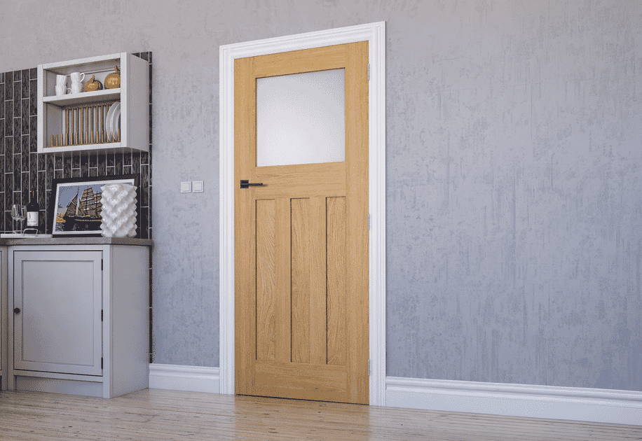 Deanta Cambridge Oak Internal Door with Frosted Glazing - Doors & More
