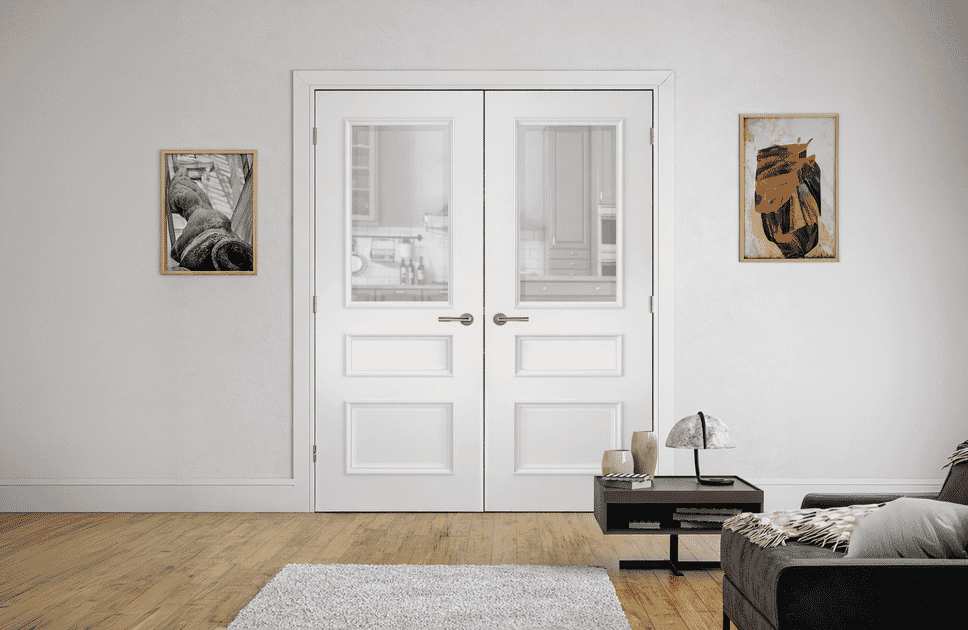 Deanta Windsor White Primed Glazed Double Doors - Doors & More