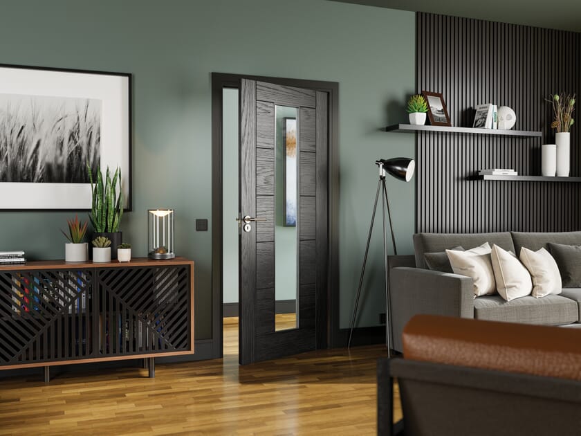 Deanta Seville Brushed Black Oak Internal Glazed Door - Doors & More