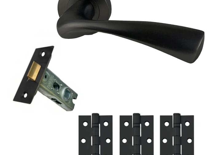 Chellaston Matt Black Fire Door Handle Pack At Climadoor