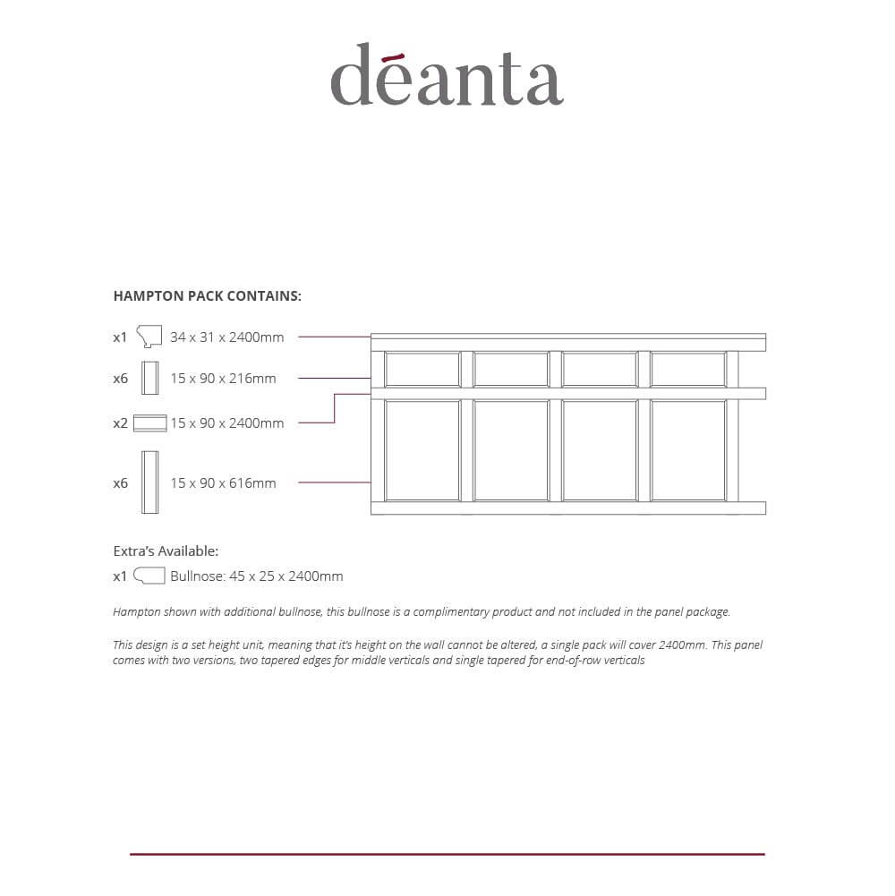 Hampton White Primed Wall Panelling Pack