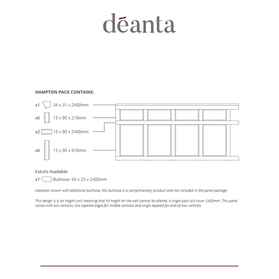 Hampton White Primed Wall Panelling Pack