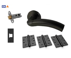 Kedleston Matt Black Fire Door Handle Pack