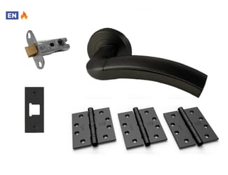 Kedleston Matt Black Fire Door Handle Pack