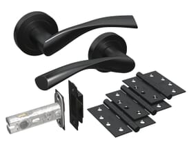Chellaston Matt Black Fire Door Handle Pack