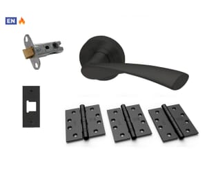 Chellaston Matt Black Fire Door Handle Pack