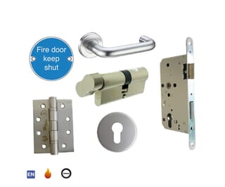 Stainless Steel Commercial Fire Door Ironmongery Pack with Sashlock