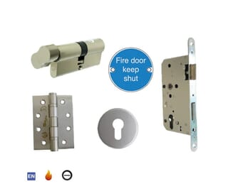 Stainless Steel Commercial Fire Door Ironmongery Pack with Deadlock