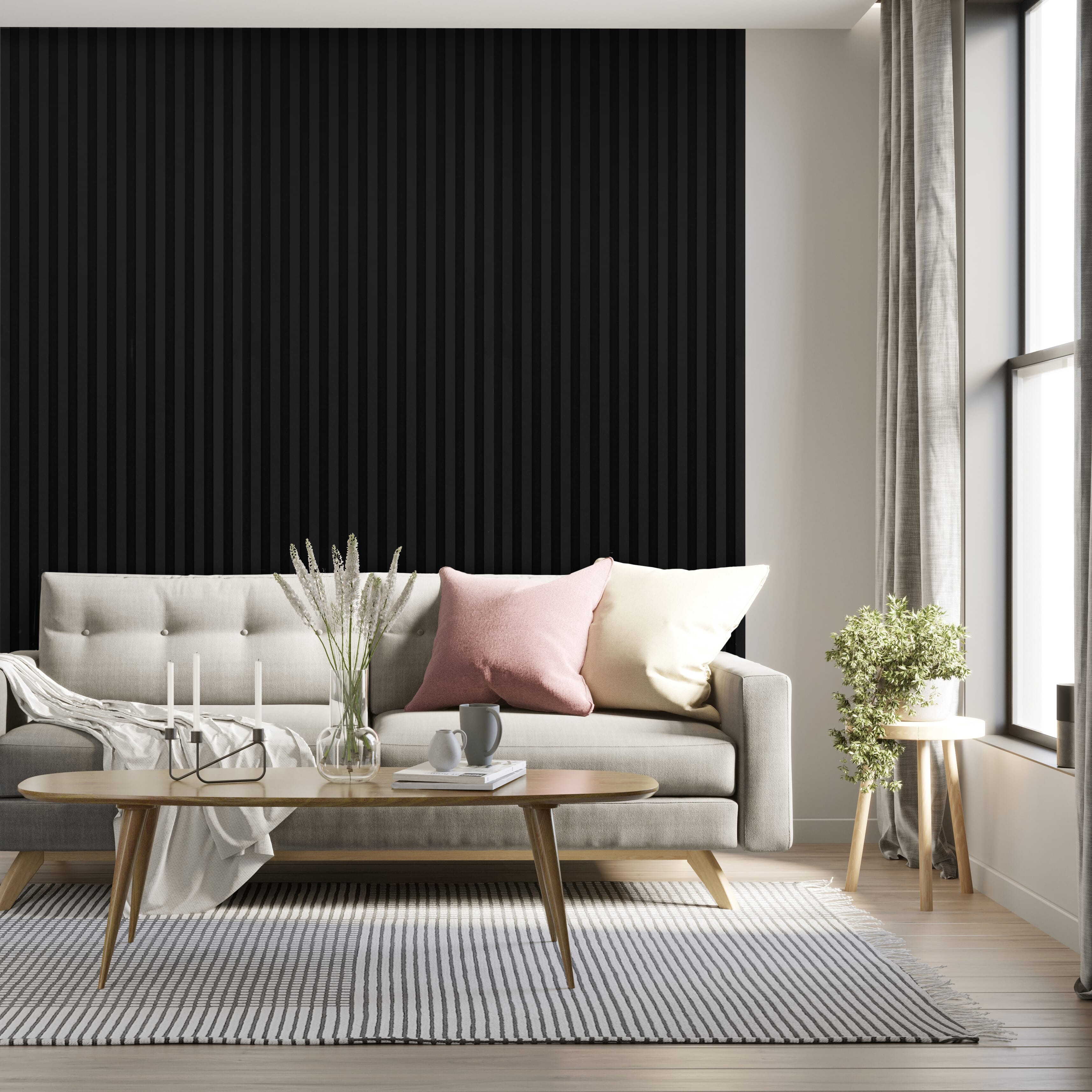 Black Laminate Acoustic Wall Panelling by JB Kind – 2400x600x21mm Full Panel