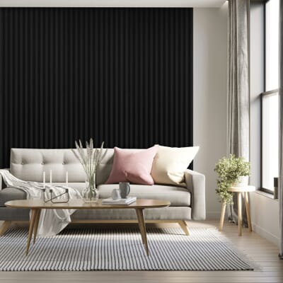 Black Laminate Acoustic Wall Panelling by JB Kind – 2400x600x21mm Full Panel Black Laminate Acoustic Wall Panelling by JB Kind – 2400x600x21mm Full Panel