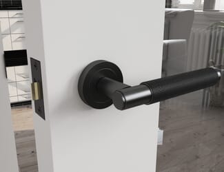 Knurled Matt Black Fire Door Handle Pack