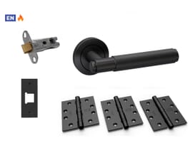 Knurled Matt Black Fire Door Handle Pack