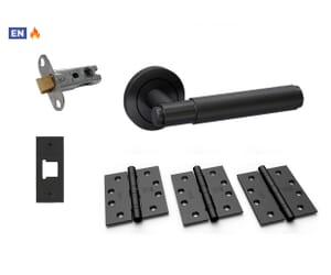 Knurled Matt Black Fire Door Handle Pack