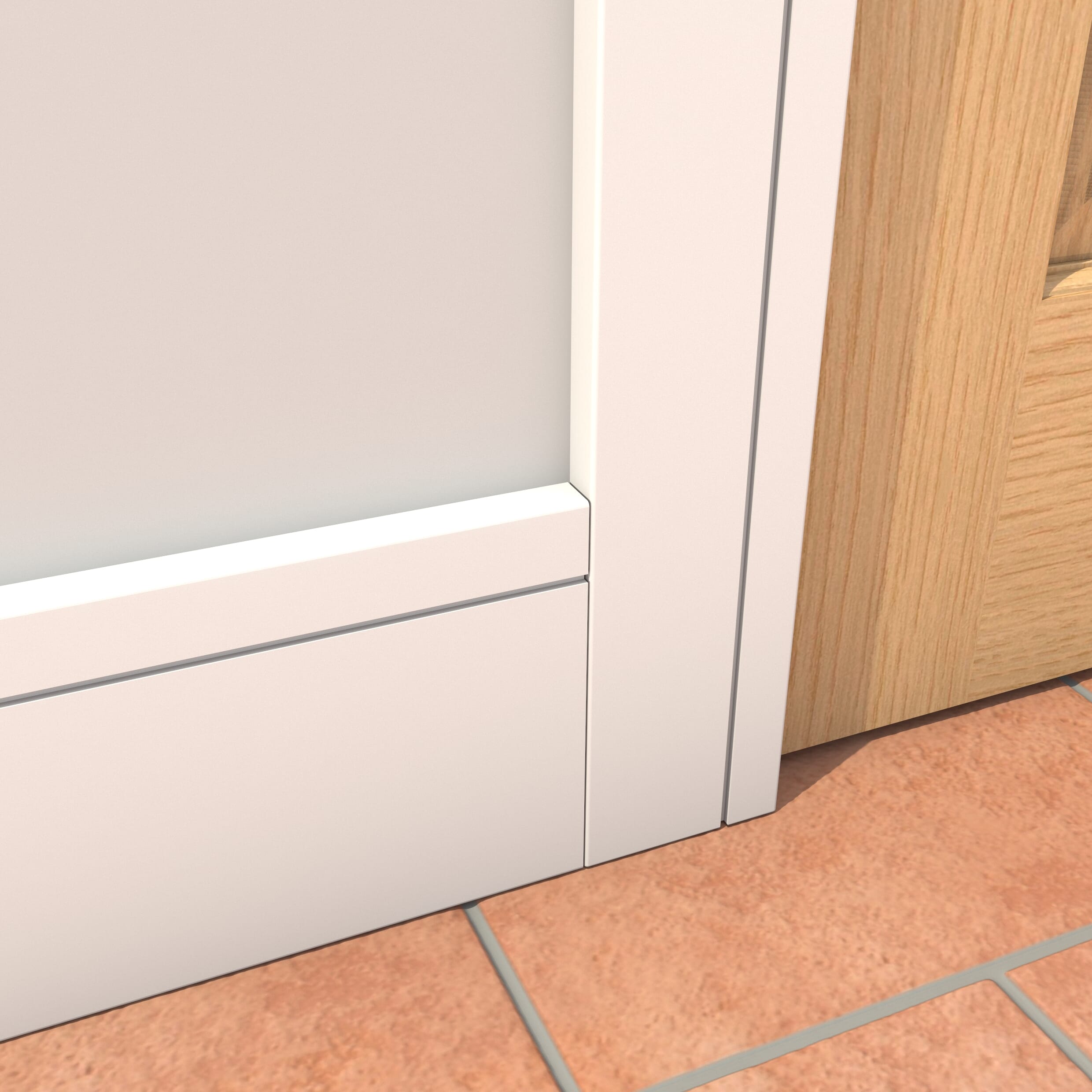 White Primed Grooved Skirting - 4 x 3.6mm Lengths (145mm x 16mm)