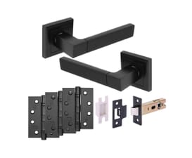Reno Matt Black Fire Door Handle Pack