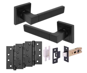 Reno Matt Black Fire Door Handle Pack