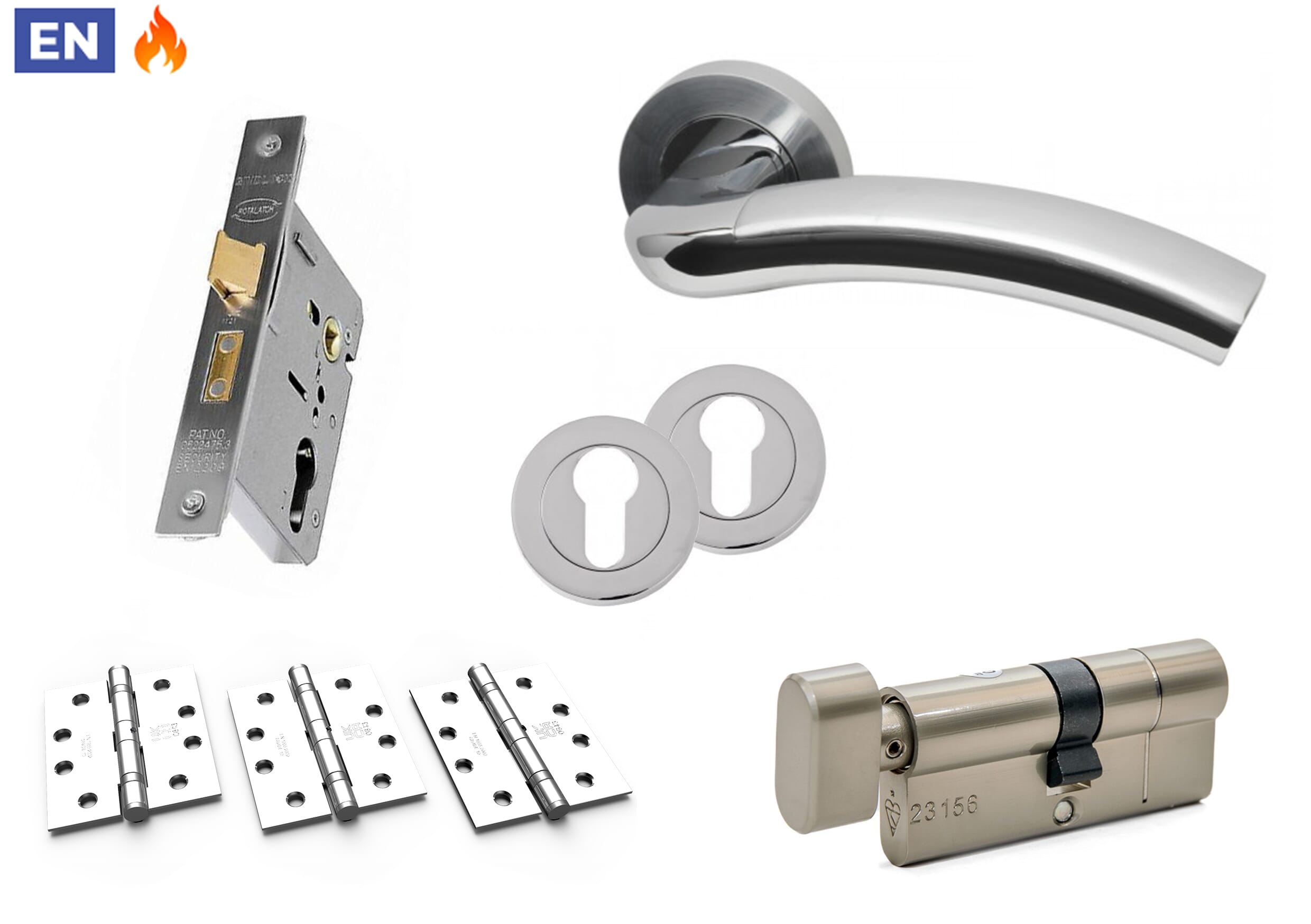 FD30 Fire Door Euro Sash Lock Pack