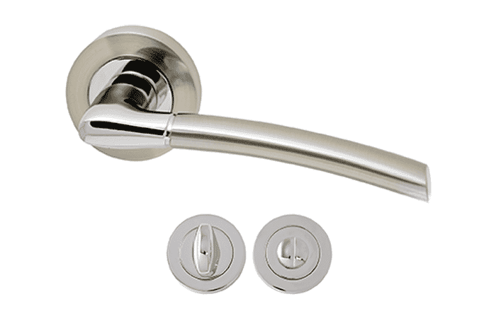 Morley Hardware with Bathroom Lock (Polished Chrome/ Satin Nickel)