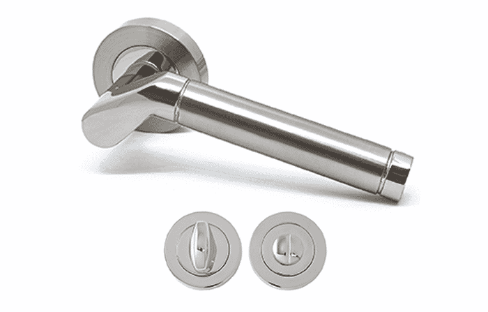 Ashbourne Hardware with Bathroom Lock (Polished Nickel / Satin Nickel)