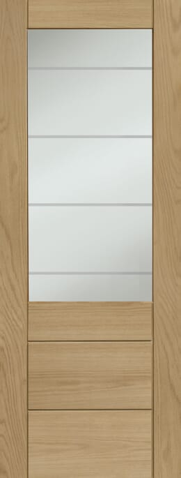 Palermo Oak 2XG - Clear Etched Glass Prefinished Internal Doorset