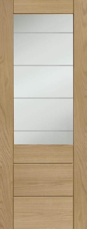 Palermo Oak 2XG - Clear Etched Glass Prefinished Internal Door Set
