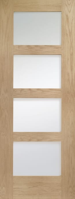 Shaker 4 Light Oak - Clear Glass Internal Door Set