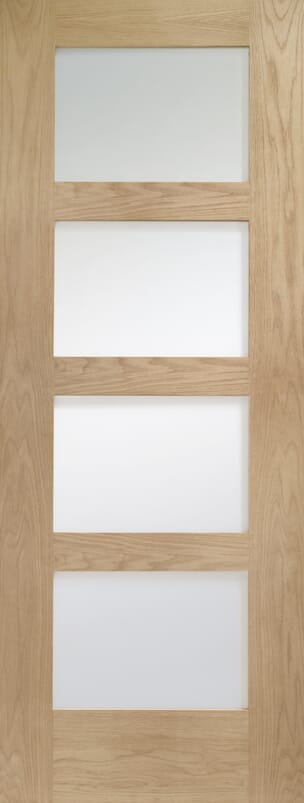 Shaker 4 Light Oak - Clear Glass FD30 Fire Door Set