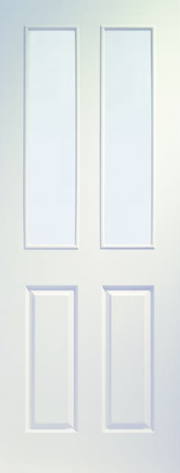 Victorian 4 Panel - Clear Glazed White Moulded Internal Door Set