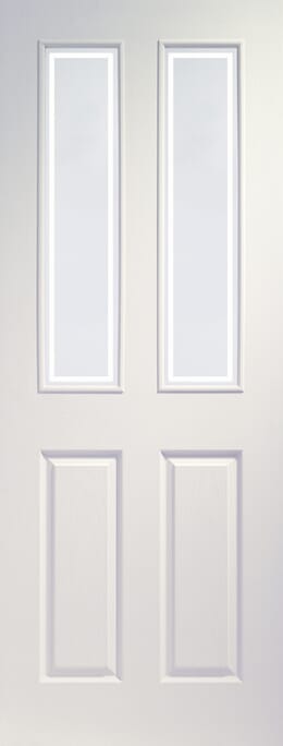 Victorian 4 Panel - Forbes Glazed White Moulded Internal Door Set